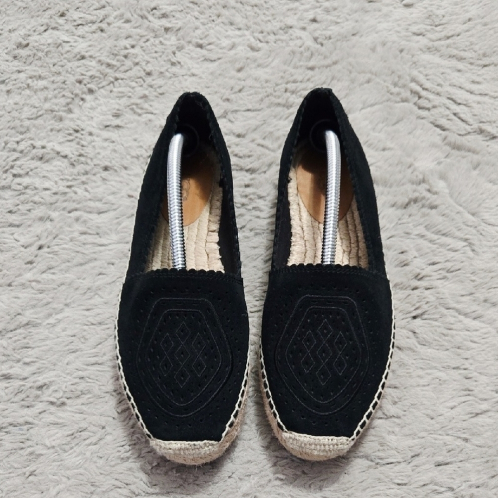 UGG real suede leather black platform espadrilles - size 7.5